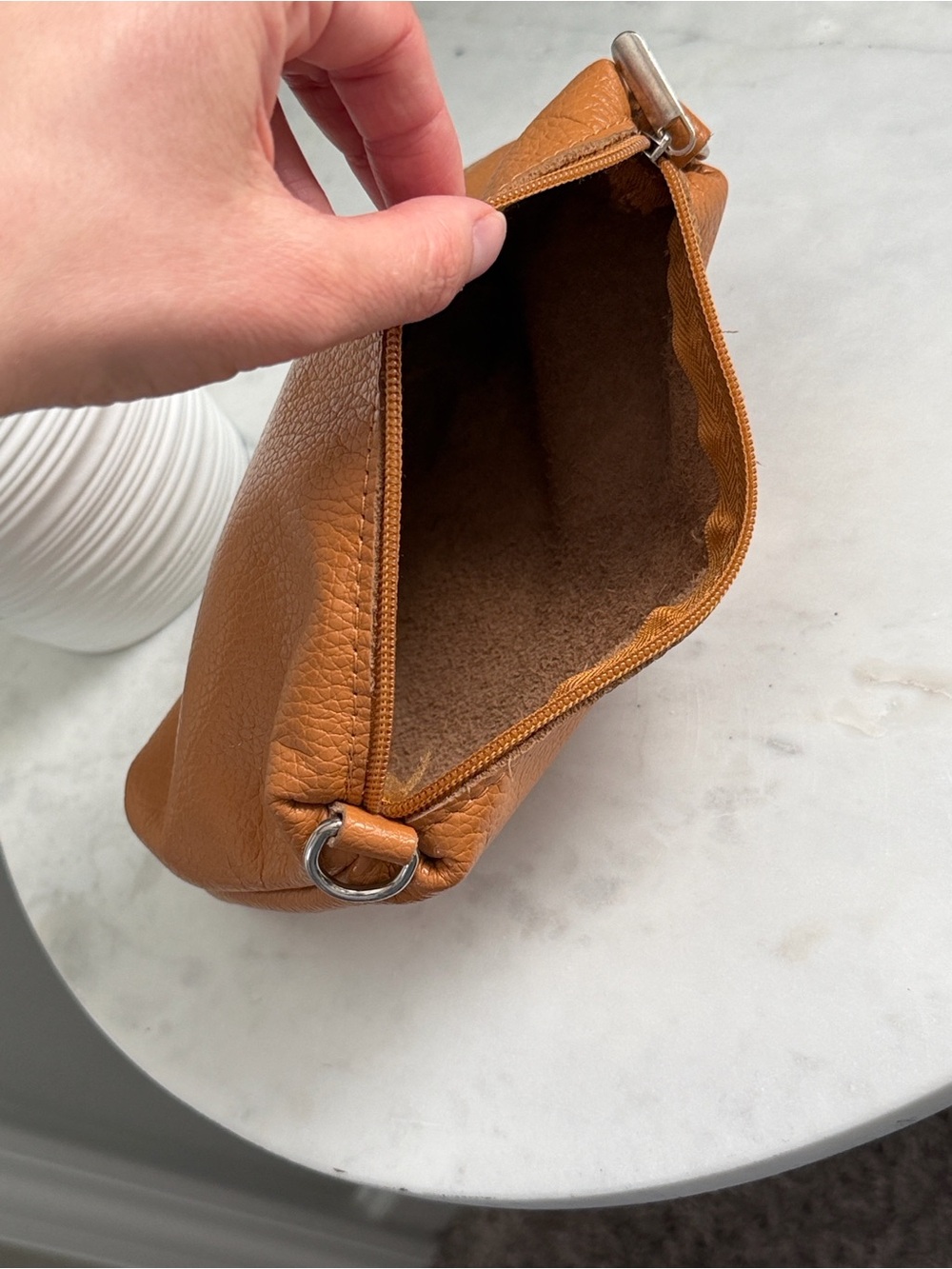 Vintage Genuine Leather Wristlet Clutch in Warm Tan - Picture 9 of 13